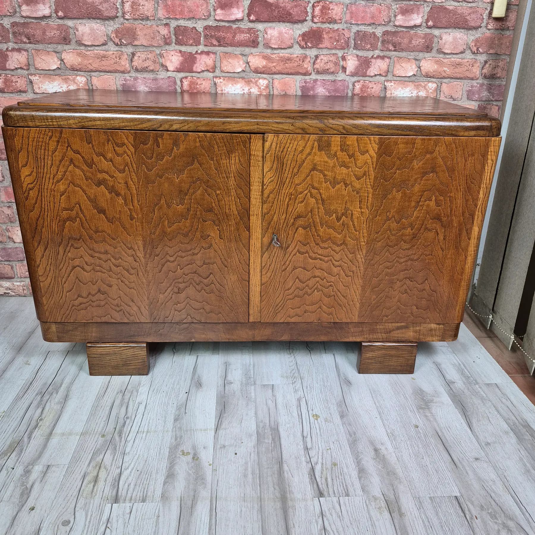Komoda Szafka RTV Art Deco Dąb Vintage Po Renowacji